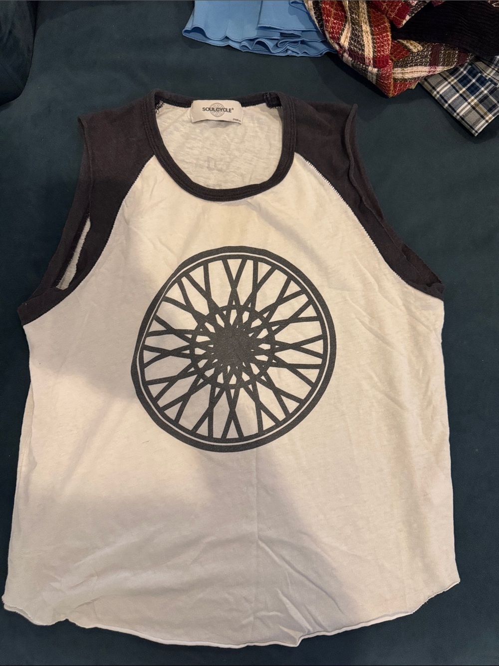 SOULCYCLE White Tank Top with Black Graphic & Trim